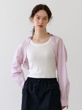 UNNOUT STRIPE SHIRT BOLERO PINK