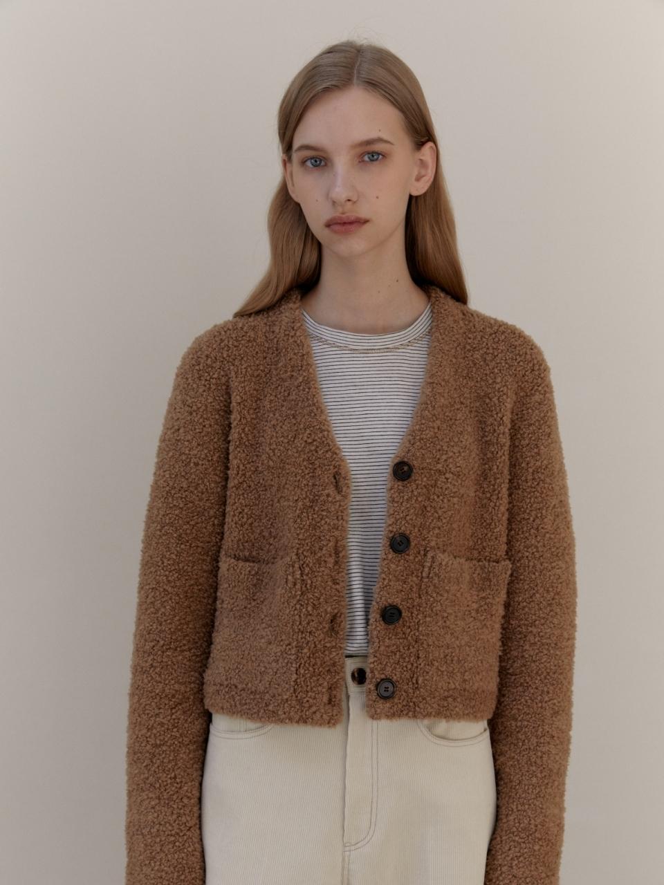 UNNOUT TEDDY WOOL KNIT CARDIGAN