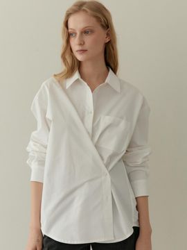 UNNOUT TWO WAY OVERLAP SHIRT WHITE