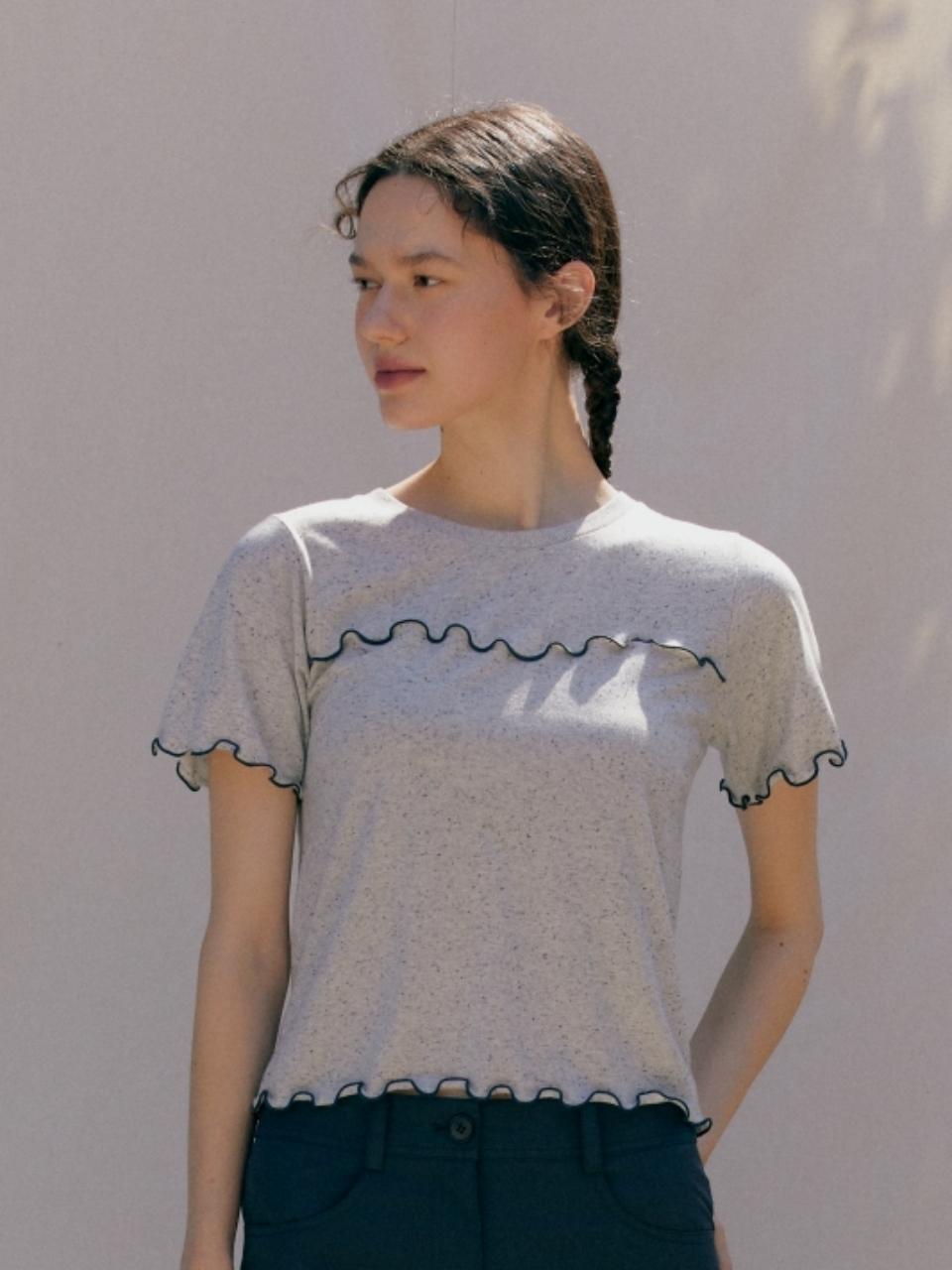 UNNOUT Wave Line Cookie T-shirt - Charcoal