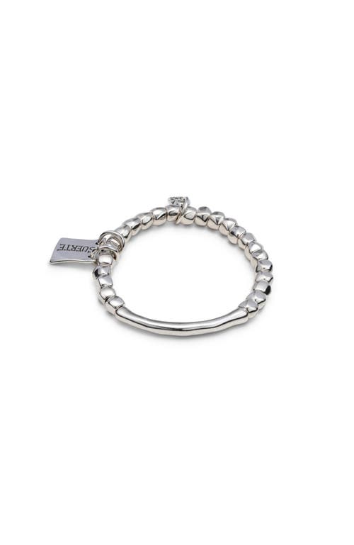 UNODE50 UNODE50 Bead Bracelet with Tubular Piece and Silver-Plated Plate with Message 