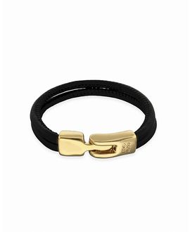 Unode50 UNOde50 Black Leather Bracelet with Gold Closure