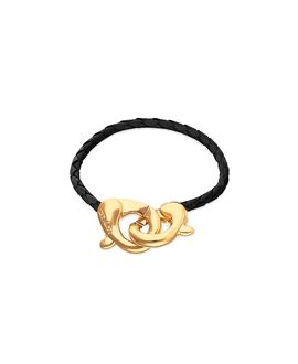 Unode50 UNOde50 Black Leather Strap with Gold-Plated interlocking Carabiner Detail