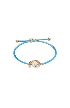 UNODE50 UNODE50 Blue Thread Bracelet with Pearl Shell Findings Plated
