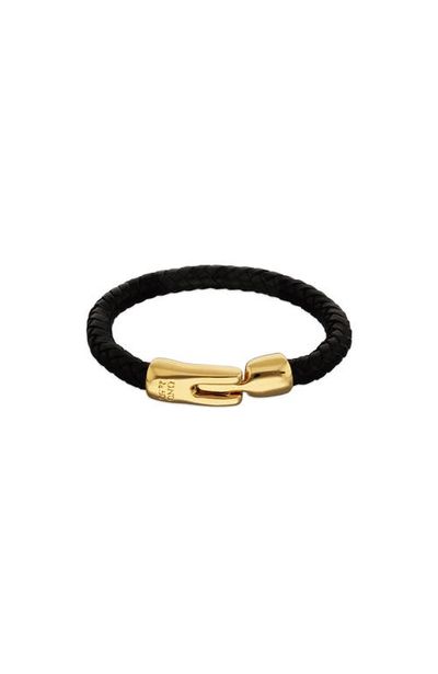 UNODE50 UNODE50 Braided Leather Bracelet with Gold Plated Clasp 