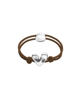 Unode50 UNOde50 Brown Elastic Thread Bracelet with Sterling Silver Plated Heart