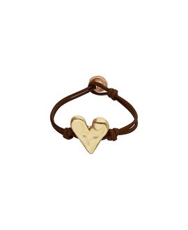 Unode50 UNOde50 Brown Leather Strap with Gold-Plated Heart Detail