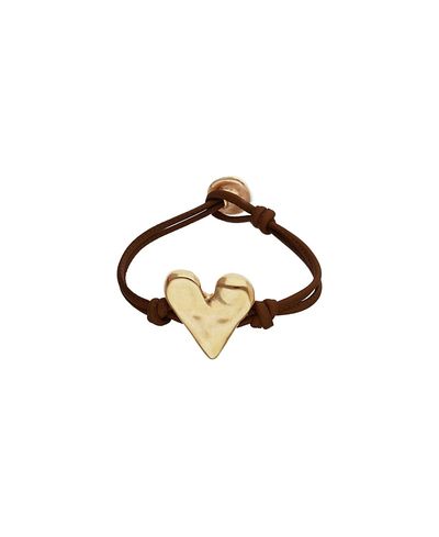 Unode50 UNOde50 Brown Leather Strap with Gold-Plated Heart Detail