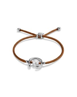 UNODE50 UNODE50 Brown Silk-Style Thread Bracelet with Pearl Shell