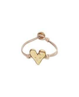 Unode50 UNOde50 Camel Leather Bracelet with Gold-Plated Heart Detail