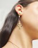 Unode50 UNOde50 Double Long Leather Earrings with Gold-Plated Dial Detail - 2