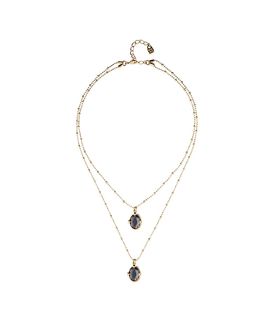 Unode50 UNOde50 Double Necklace in Gold and Small Faceted Crystals