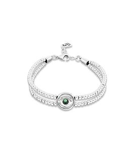 Unode50 UNOde50 Double Silver-Plated Ball Bracelet with Eye Detail and Green Crystal