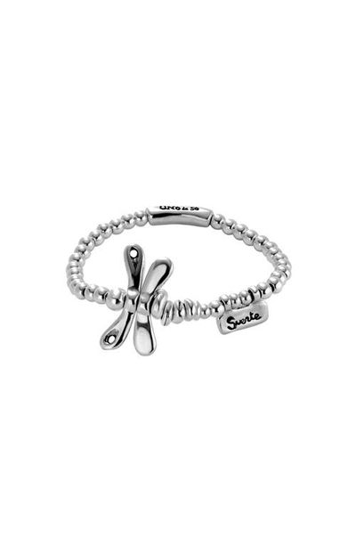 UNODE50 UNODE50 Elastic Bracelet with Sterling Silver Plated Dragonfly 