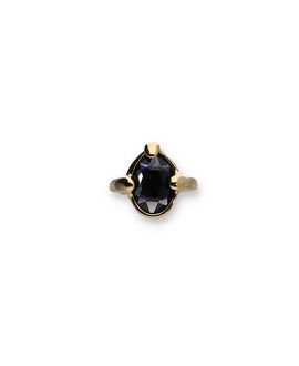 Unode50 UNOde50 Gold-Plated Ring with Black Faceted Crystal