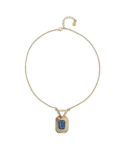 Unode50 UNOde50 Gold-Tone Pendant Necklace with Blue Crystal