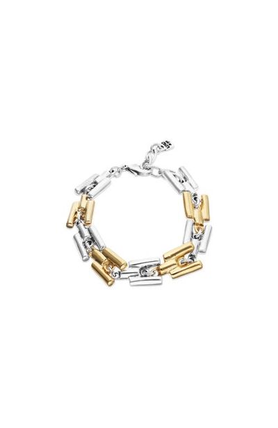 UNODE50 UNODE50 Half Sterling Silver Half 18K Gold Plated Bracelet With Links