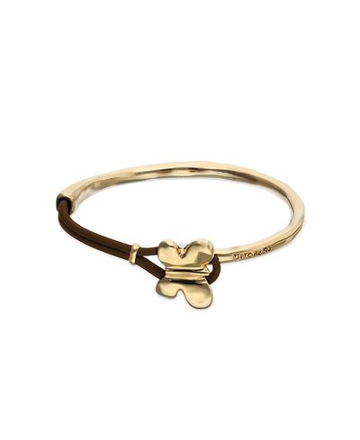 Unode50 UNOde50 Leather Bracelet with Gold-Tone Butterfly