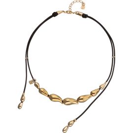 UNODE50 UNODE50 Leather Necklace with Gold-Tone Drop Details 
