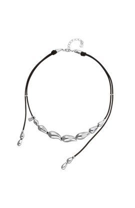 UNODE50 UNODE50 Leather Necklace with Silver-Tone Drop Details 
