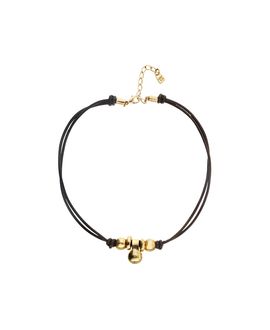 Unode50 UNOde50 Leather Necklace with Three Gold-Plated Dials