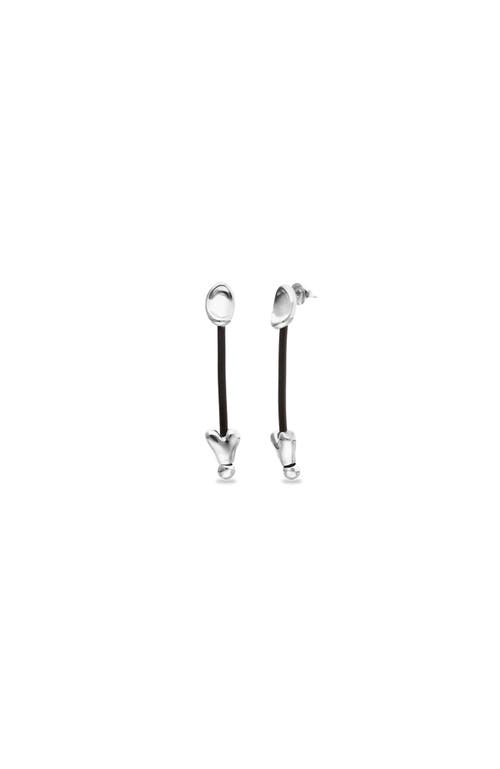 UNODE50 UNODE50 Long Leather Earrings With Sterling Silver Plating 