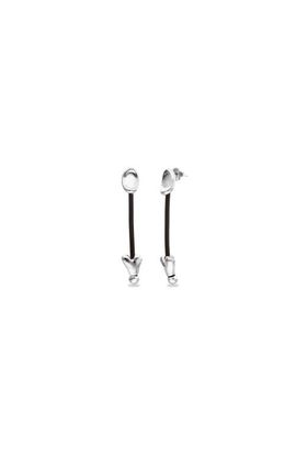 UNODE50 UNODE50 Long Leather Earrings With Sterling Silver Plating 