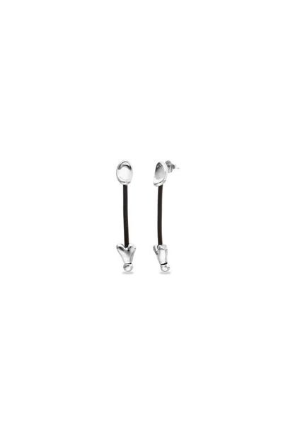 UNODE50 UNODE50 Long Leather Earrings With Sterling Silver Plating 