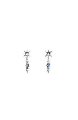 UNODE50 UNODE50 Long Silver-Tone Earrings with Blue Faceted Crystals and Star 