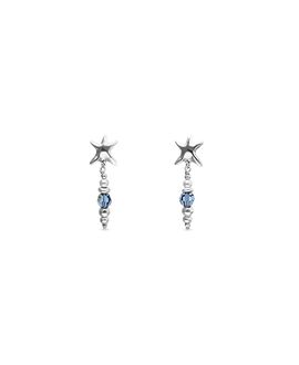 Unode50 UNOde50 Long SilveraTone Earrings with Blue Faceted Crystals and Star