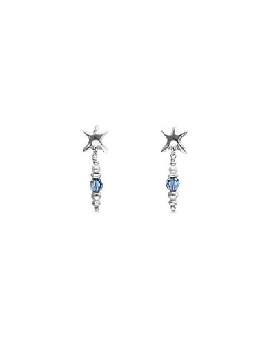 Unode50 UNOde50 Long SilveraTone Earrings with Blue Faceted Crystals and Star
