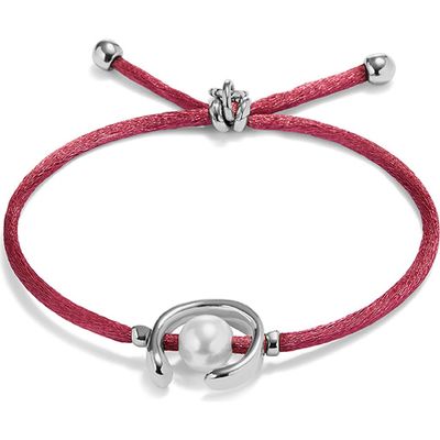 UNODE50 UNODE50 Mauve Thread Bracelet with Pearl Shell Trimmings Plated