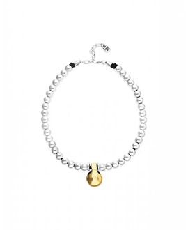Unode50 UNOde50 Necklace of Medium Spheres Plated in Sterling Silver and Large Dial Plated in Gold