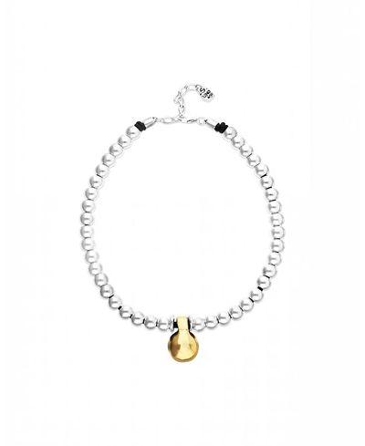 Unode50 UNOde50 Necklace of Medium Spheres Plated in Sterling Silver and Large Dial Plated in Gold