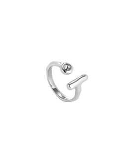 Unode50 UNOde50 Open Sterling Silver-Plated Ring with White Topaz