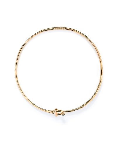 Unode50 UNOde50 Rigid Necklace with Gold-Plated Front Clasp with White Topaz