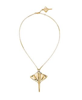 Unode50 UNOde50 Short Chain Pendant Plated in Gold with Manta Ray Figure