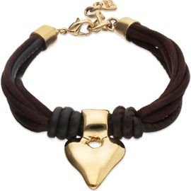 UNODE50 UNODE50 Silk-Effect Thread Blend Bracelet with Beige Leather and Heart Detail