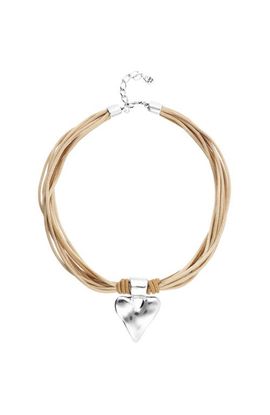 UNODE50 UNODE50 Silk Thread Blend Necklace With Leather And Heart Detail
