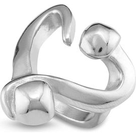 UNODE50 UNODE50 Silver-Plated Open Ring with a Nailed Heart Design 