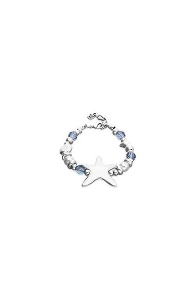 UNODE50 UNODE50 Silver-Tone Bracelet with Blue Faceted Crystals and Star 
