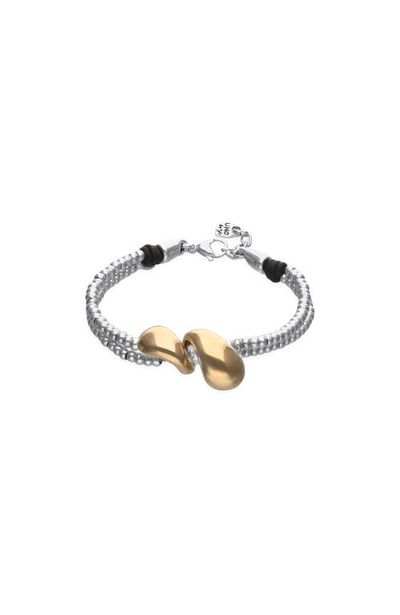 UNODE50 UNODE50 Silver-Tone Bracelet with Gold‑Tone Drop Accents 