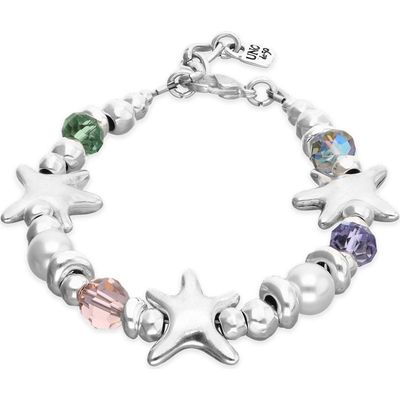 UNODE50 UNODE50 Silver-Tone Multicolor Faceted Crystal Bracelet 