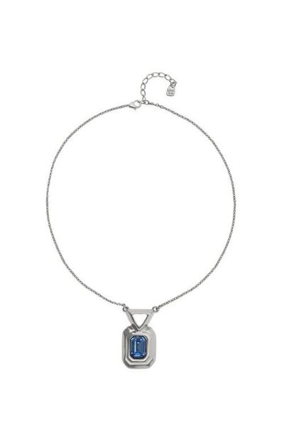 UNODE50 UNODE50 Silver-tone Pendant Necklace with Blue Crystal 