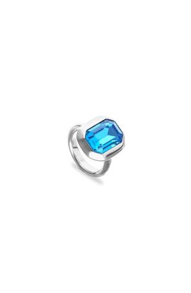 UNODE50 UNODE50 Silver-tone Ring with Emerald-Cut Blue Crystal 