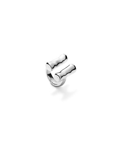 Unode50 UNOde50 Sterling Silver-Plated Ring with Two Vertical Tubes