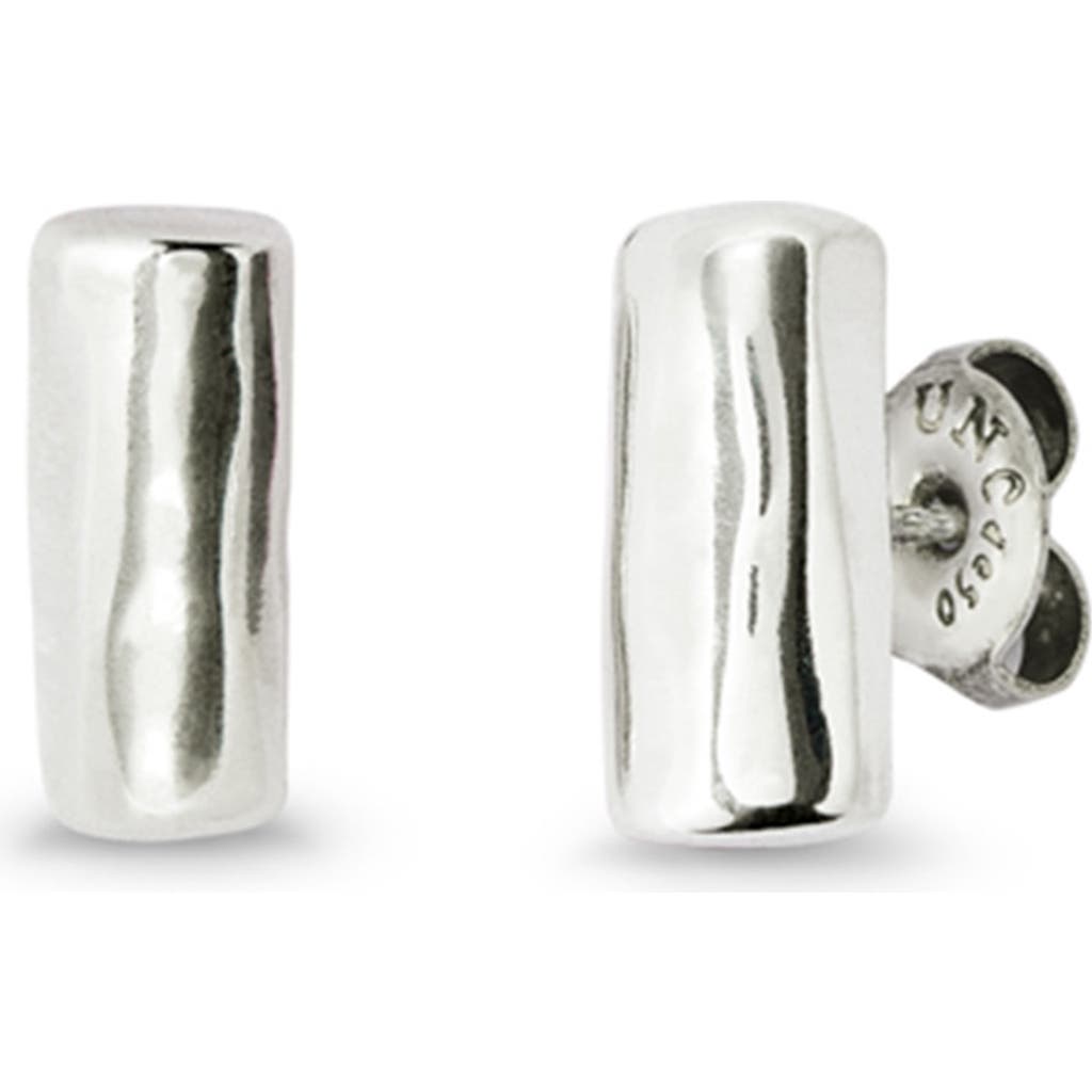 UNODE50 UNODE50 Sterling Silver-Plated Tube-Shaped Earrings 