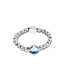Unode50 UNOde50 Sterling Silver Plated Ball Elastic Bracelet with Blue Faceted Crystal