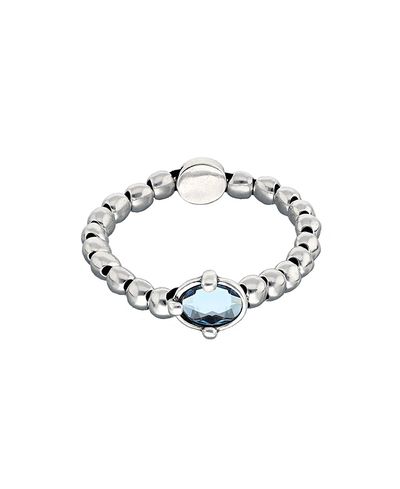 Unode50 UNOde50 Sterling Silver Plated Ball Elastic Bracelet with Blue Faceted Crystal