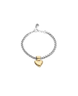 Unode50 UNOde50 Sterling Silver Plated Chain Bracelet with Gold Heart Detail